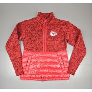 NFL Team Apparel Kansas City Chiefs Half Puffer Pullover Womens Sm. Red Qt. Zip‎